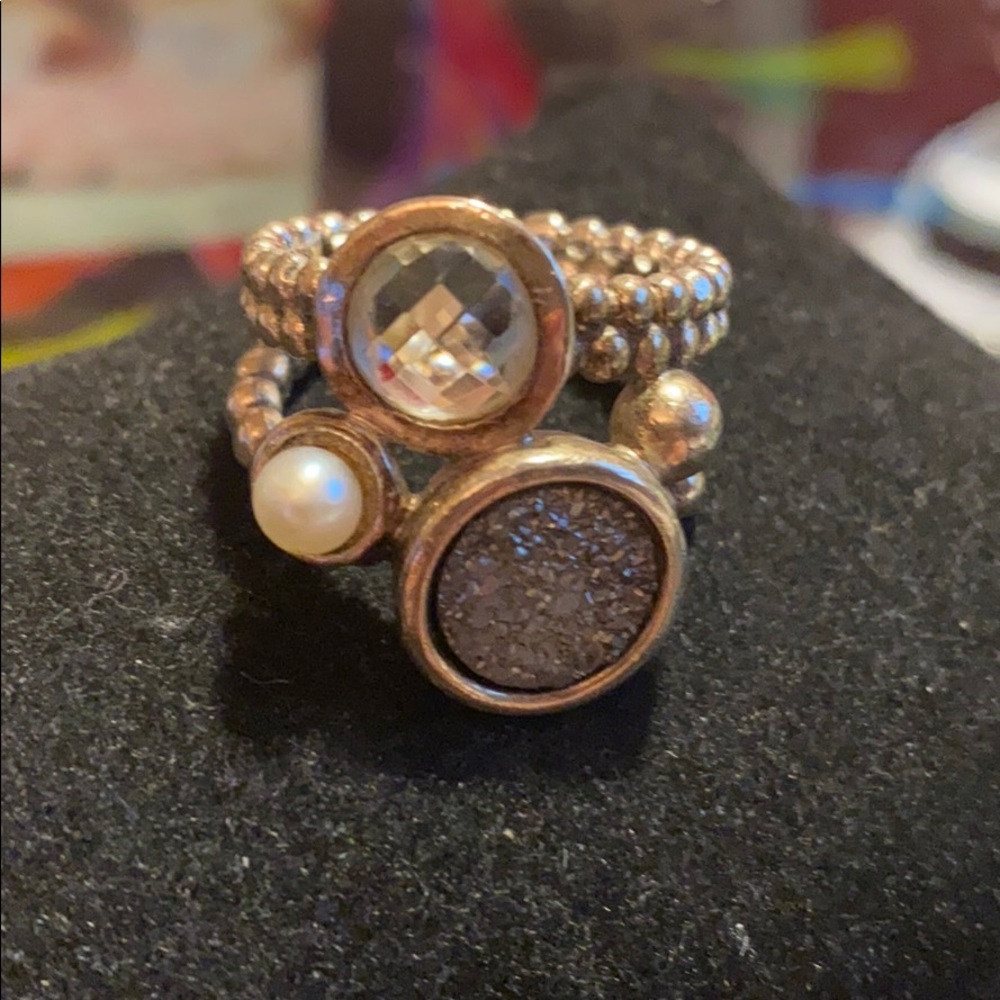 Sterling Silver Triple Beaded Banded Ring